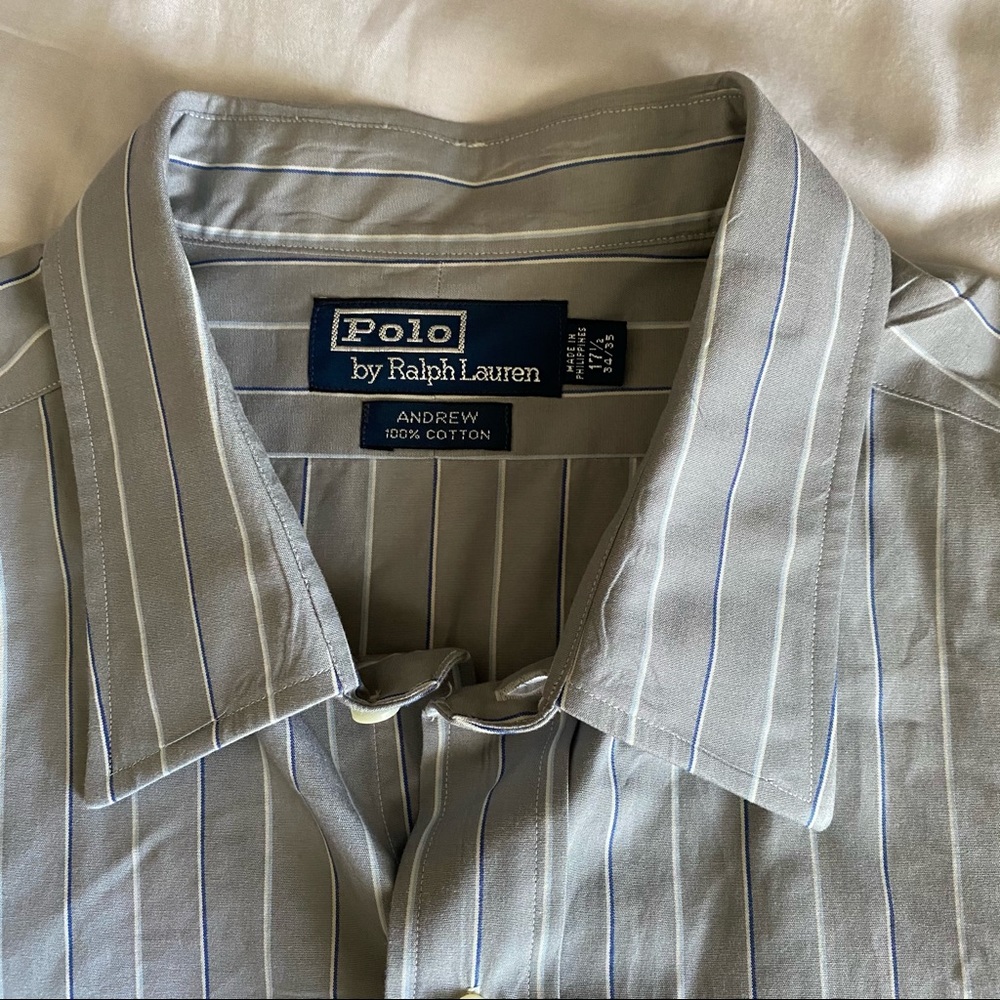 Polo Grey/Navy/ White Striped Men’s Dress Shirt